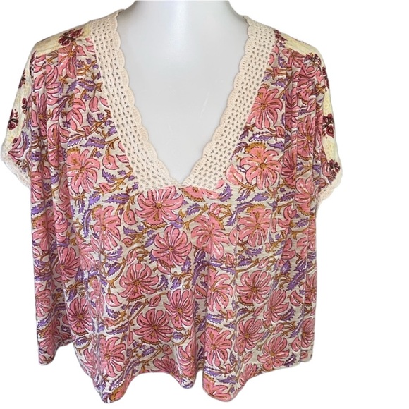 Free People Floral Cropped Top Size Medium NWT - Picture 4 of 16